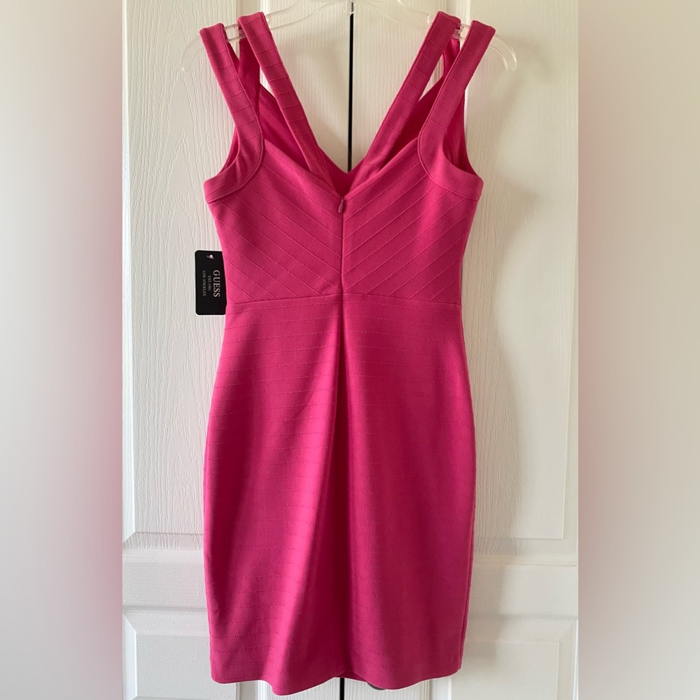 Guess V-Neck Mini Dress - Raspberry - Picture 3 of 7